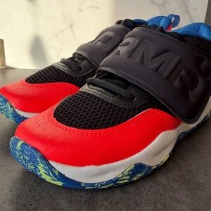 NWOT Under Armour Kids Black and Bright Red Sneakers